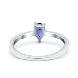 Teardrop Pear Art Deco Wedding Ring Simulated Cubic Zirconia 925 Sterling Silver
