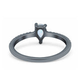 Teardrop Pear Art Deco Wedding Ring Simulated Cubic Zirconia 925 Sterling Silver