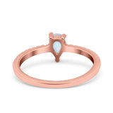 Teardrop Pear Art Deco Wedding Ring Simulated Cubic Zirconia 925 Sterling Silver