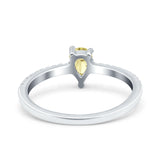 Teardrop Pear Art Deco Wedding Ring Simulated Cubic Zirconia 925 Sterling Silver