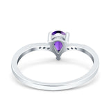 Teardrop Pear Art Deco Wedding Bridal Engagement Ring Round Simulated Cubic Zirconia 925 Sterling Silver