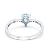 Teardrop Pear Art Deco Wedding Bridal Engagement Ring Round Simulated Cubic Zirconia 925 Sterling Silver