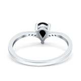 Teardrop Pear Art Deco Wedding Bridal Engagement Ring Round Simulated Cubic Zirconia 925 Sterling Silver