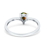 Teardrop Pear Art Deco Wedding Bridal Engagement Ring Round Simulated Cubic Zirconia 925 Sterling Silver