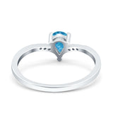 Teardrop Pear Art Deco Wedding Bridal Engagement Ring Round Simulated Cubic Zirconia 925 Sterling Silver