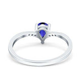 Teardrop Pear Art Deco Wedding Bridal Engagement Ring Round Simulated Cubic Zirconia 925 Sterling Silver