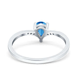 Teardrop Pear Art Deco Wedding Bridal Engagement Ring Round Simulated Cubic Zirconia 925 Sterling Silver