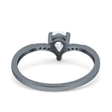 Teardrop Pear Art Deco Wedding Bridal Engagement Ring Round Simulated Cubic Zirconia 925 Sterling Silver
