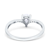 Teardrop Pear Art Deco Wedding Bridal Engagement Ring Round Simulated Cubic Zirconia 925 Sterling Silver