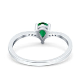 Teardrop Pear Art Deco Wedding Bridal Engagement Ring Round Simulated Cubic Zirconia 925 Sterling Silver