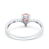 Teardrop Pear Art Deco Wedding Bridal Engagement Ring Round Simulated Cubic Zirconia 925 Sterling Silver