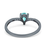 Teardrop Pear Art Deco Wedding Bridal Engagement Ring Round Simulated Cubic Zirconia 925 Sterling Silver