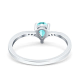 Teardrop Pear Art Deco Wedding Bridal Engagement Ring Round Simulated Cubic Zirconia 925 Sterling Silver