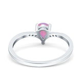 Teardrop Pear Art Deco Wedding Bridal Engagement Ring Round Simulated Cubic Zirconia 925 Sterling Silver