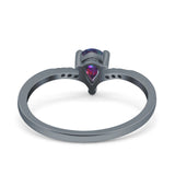 Teardrop Pear Art Deco Wedding Bridal Engagement Ring Round Simulated Cubic Zirconia 925 Sterling Silver