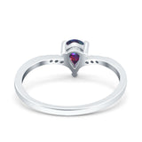 Teardrop Pear Art Deco Wedding Bridal Engagement Ring Round Simulated Cubic Zirconia 925 Sterling Silver