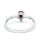 Teardrop Pear Art Deco Wedding Bridal Engagement Ring Round Simulated Cubic Zirconia 925 Sterling Silver