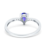Teardrop Pear Art Deco Wedding Bridal Engagement Ring Round Simulated Cubic Zirconia 925 Sterling Silver
