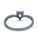 Teardrop Pear Art Deco Wedding Bridal Engagement Ring Round Simulated Cubic Zirconia 925 Sterling Silver