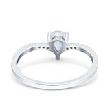 Teardrop Pear Art Deco Wedding Bridal Engagement Ring Round Simulated Cubic Zirconia 925 Sterling Silver