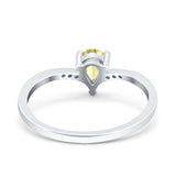 Teardrop Pear Art Deco Wedding Bridal Engagement Ring Round Simulated Cubic Zirconia 925 Sterling Silver