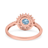 Halo Art Deco Wedding Bridal Ring Round Simulated Cubic Zirconia 925 Sterling Silver