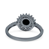 Halo Art Deco Wedding Bridal Ring Round Simulated Cubic Zirconia 925 Sterling Silver