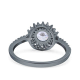 Halo Art Deco Wedding Bridal Ring Round Simulated Cubic Zirconia 925 Sterling Silver