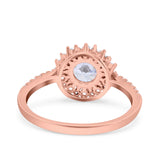 Halo Art Deco Wedding Bridal Ring Round Simulated Cubic Zirconia 925 Sterling Silver