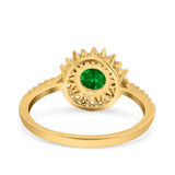 Halo Art Deco Wedding Bridal Ring Round Simulated Cubic Zirconia 925 Sterling Silver