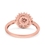 Halo Art Deco Wedding Bridal Ring Round Simulated Cubic Zirconia 925 Sterling Silver