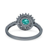 Halo Art Deco Wedding Bridal Ring Round Simulated Cubic Zirconia 925 Sterling Silver