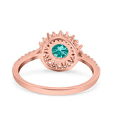 Halo Art Deco Wedding Bridal Ring Round Simulated Cubic Zirconia 925 Sterling Silver