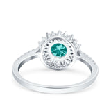 Halo Art Deco Wedding Bridal Ring Round Simulated Cubic Zirconia 925 Sterling Silver