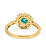 Halo Art Deco Wedding Bridal Ring Round Simulated Cubic Zirconia 925 Sterling Silver