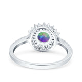 Halo Art Deco Wedding Bridal Ring Round Simulated Cubic Zirconia 925 Sterling Silver