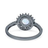 Halo Art Deco Wedding Bridal Ring Round Simulated Cubic Zirconia 925 Sterling Silver