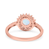 Halo Art Deco Wedding Bridal Ring Round Simulated Cubic Zirconia 925 Sterling Silver