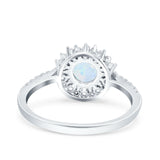 Halo Art Deco Wedding Bridal Ring Round Simulated Cubic Zirconia 925 Sterling Silver