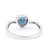 Halo Heart Art Deco Wedding Bridal Ring Round Simulated Cubic Zirconia 925 Sterling Silver