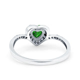 Halo Heart Art Deco Wedding Bridal Ring Round Simulated Cubic Zirconia 925 Sterling Silver
