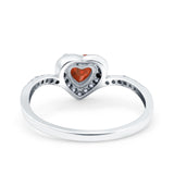 Halo Heart Art Deco Wedding Bridal Ring Round Simulated Cubic Zirconia 925 Sterling Silver