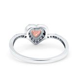 Halo Heart Art Deco Wedding Bridal Ring Round Simulated Cubic Zirconia 925 Sterling Silver