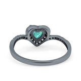 Halo Heart Art Deco Wedding Bridal Ring Round Simulated Cubic Zirconia 925 Sterling Silver