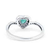 Halo Heart Art Deco Wedding Bridal Ring Round Simulated Cubic Zirconia 925 Sterling Silver