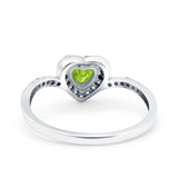 Halo Heart Art Deco Wedding Bridal Ring Round Simulated Cubic Zirconia 925 Sterling Silver