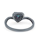 Halo Heart Art Deco Wedding Bridal Ring Round Simulated Cubic Zirconia 925 Sterling Silver