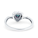 Halo Heart Art Deco Wedding Bridal Ring Round Simulated Cubic Zirconia 925 Sterling Silver