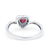 Halo Heart Art Deco Wedding Bridal Ring Round Simulated Cubic Zirconia 925 Sterling Silver