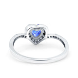 Halo Heart Art Deco Wedding Bridal Ring Round Simulated Cubic Zirconia 925 Sterling Silver